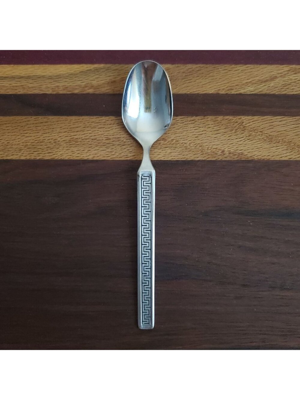 Vtg MCM Noritake "Eros" teaspoon Greek Key Aztec Neoclassic Ethnic Eclectic Boho